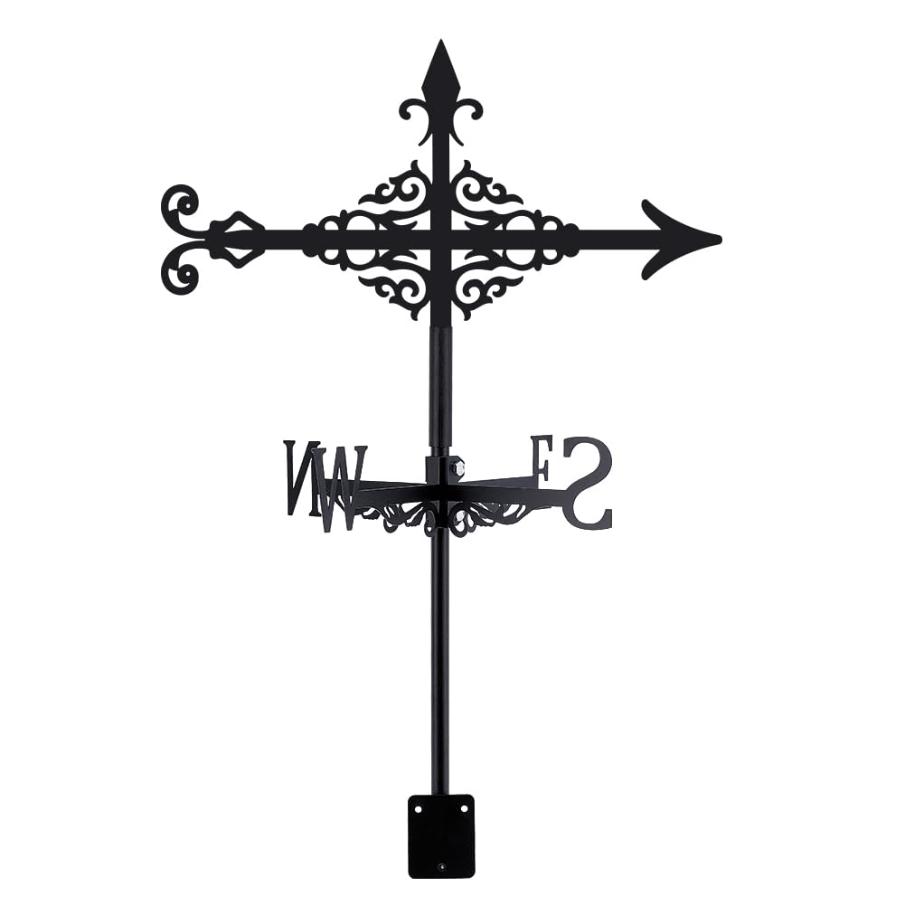 SUPERDANT Arrow Pattern Weathervane, Black Metal Wind Vane, Animal Weather Vane, Garden Ornament, Farmhouse Garden Outdoor Yard Roof Shed Paddock Decoration