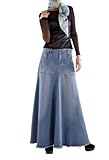 Style J Flowing Love Long Jean Skirt