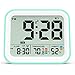 KUCOOLE Small Digital Cordless Battery Operated Alarm Clock, Best Travel Alarm Clock with Indoor Thermometer and Hygrometer, Dual Smart Alarm Clock for Kids, Teens, Bedrooms, Kitchen, Office - Cyan