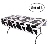 Cow Print Tablecloth (6 Pack) 54" x 72" Tablecloths For Farm Animal Themed Party, Birthday Party, Picnic Table Covers