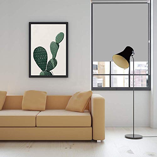 SEEYE 100% Blackout Waterproof Fabric Window Roller Shades Blind, Thermal Insulated,UV Protection,for Bedrooms,Living Room,Bathroom,The Office, Easy to Install 24" W x 79" L(Grey) - Thumbnail 4