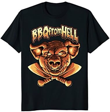 BBQ-T-Shirt from Hell funny grill pig with two kitchen axes
