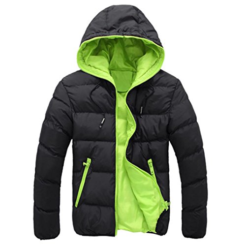 Canserin Hot Sale! Men Coat, Men's Slim Casual Warm Jacket Hooded Winter Thick Coat Parka Overcoat Hoodies Down Coat (L, Green)