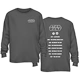 Star Wars Street Poetry Movie List Collection Dates Adult Men's Graphic Long Sleeve Shirt (Charcoal, Large)