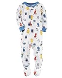 Carters Baby Boys Snug Fit Cotton Footie Pajamas (4T, White/Blue Monsters)