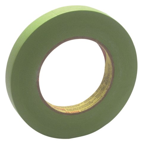 3M Scotch 233+ Performance Critical Edge Masking Tape, 25 lbs/in Tensile Strength, 55m Length x 18mm Width, Green