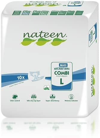 Tendercare Nateen - Adult Nappy - 40 Large Night Time Nappies - Disposable Underwear for Men & Women - Discreet Incontinence Maxi Nappy - 3450ml Absorbency