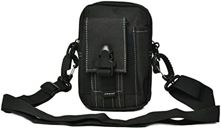 Mokasi Universal Nylon Tactical Pouch MOLLE EDC Utility Waist Belt Gadget Gear Bag Tool Organizer Cell Phone Holder Holster Money Pocket Wallet (Black with Belt)