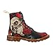 D-Story Shoes Skull With Flower Lace Up Martin Boots For Women