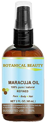 MARACUJA OIL. 100% Pure / Natural. Cold Pressed / Undiluted. For Face, Hair and Body.by Botanical Beauty (2 fl.oz.- 60 ml (Plastic bottle with pump))