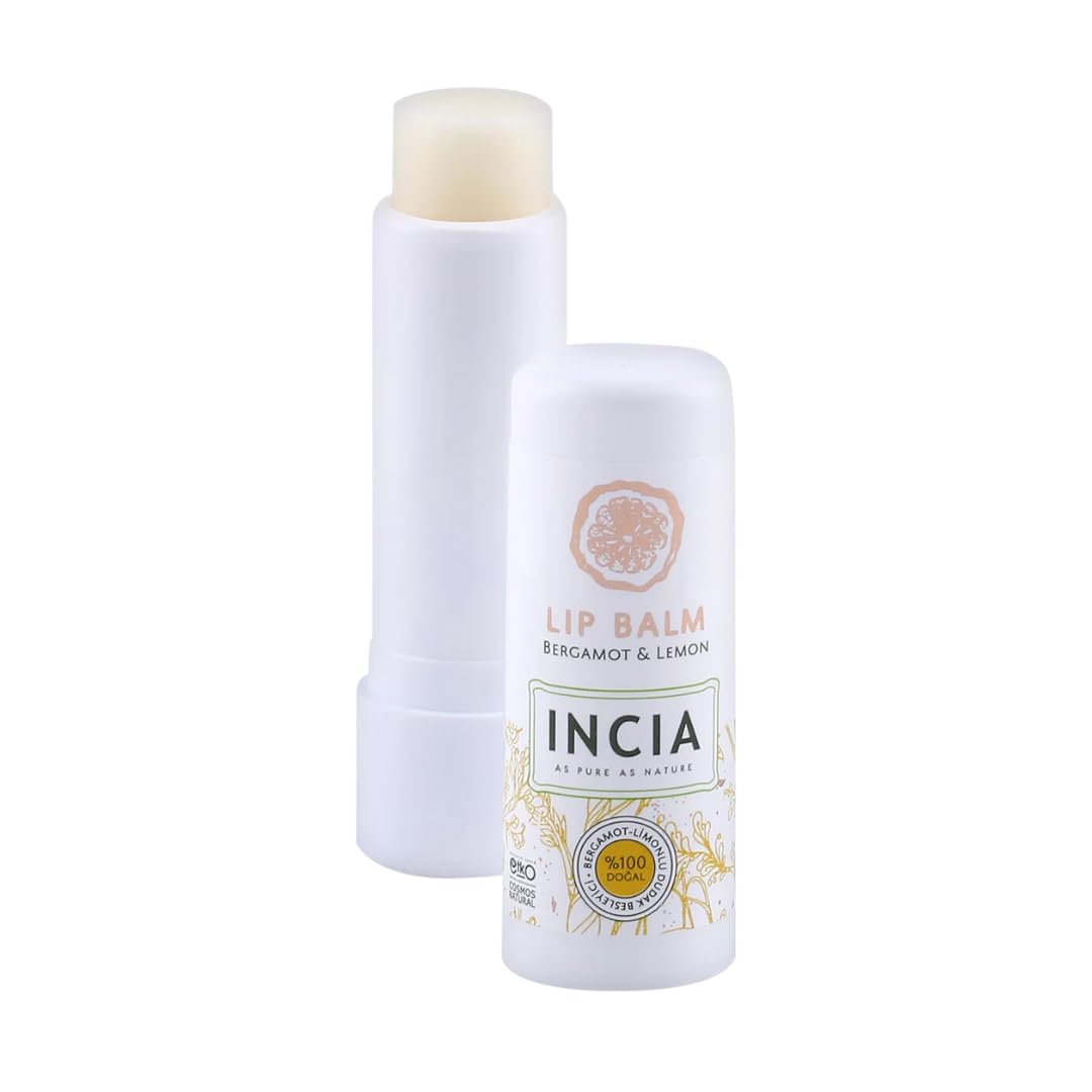 INCIA 100% Natural Bergamot & Lemon Shea Butter Lip Balm. Protects and Repairs Dry, Damaged and Cracked Lips 6g