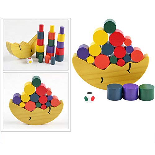 Moon Equilibrium Game Moon Wooden Stacking Blocks Balancing Game - Sorting Toy Balancing Moon - Stacking Wooden Toy for Kids Early Learning Educational - Thumbnail 4