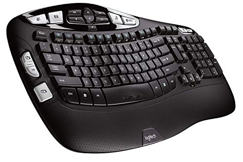 K350 2.4Ghz Wireless Wave Keyboard, Long Battery Life, Ergonomic Wave Design - Computer Desktop Tablet Keyboard - Black