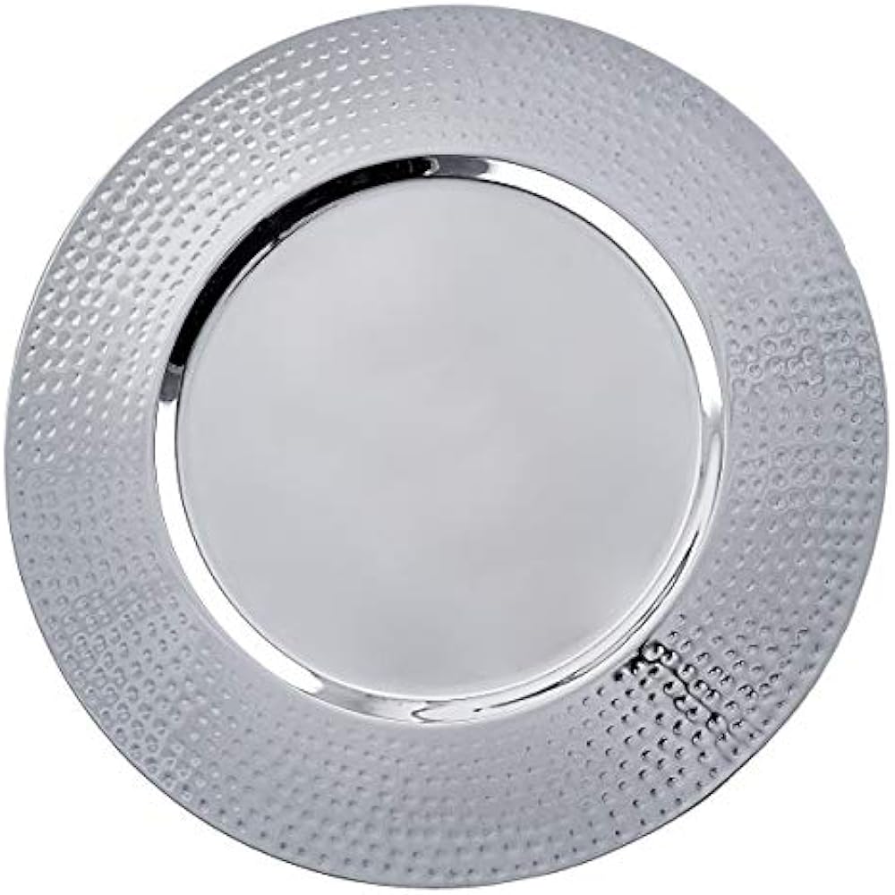 OS3966 Hammered Rim (Set Of 4), 16", Stainless Steel Charger Plates