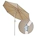 FARLAN Patio Umbrella 9 Ft Outdoor Table Aluminum offset market umbrellas with Push Button Tilt and Crank (9 ft, dark Beige)