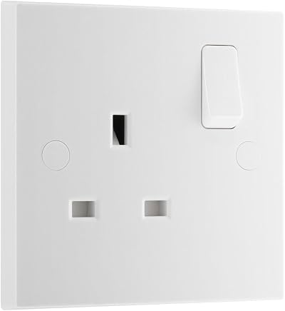 BG Electrical Single Switched Power Socket 13A Nexus 900 White Square Edge 921
