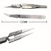 Precision Reverse ceramic stainless steel Tweezers Cross Lock Soldering Tool/for Electronics, Jewelry-Making, Laboratory Work，Non-Conductive Anti-Static Highly Heat Resistant