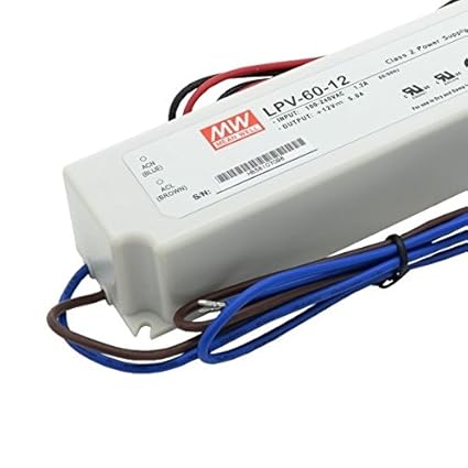 Kingled - Mean Well Netzteil Wasserdicht 60 W 12 V, Meanwell Typ LPV - 12, IP67, Trafo AC 220 V bis DC 12 V, kompatibel mit S