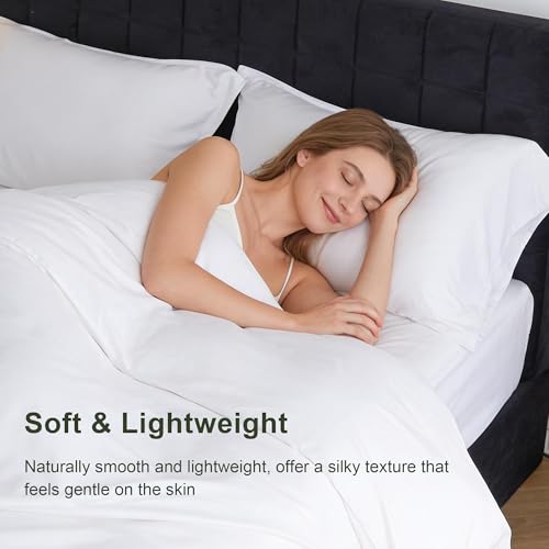 Simple&Opulence Duvet Cover King Size 100% Viscose Derived from Bamboo, 3 PCS Pure Breathable Cooling Silky Soft Bedding for Hot Sleepers Moisture-Wicking Comforter Cover Set, White