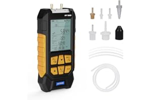 AUTOOL Manometer Gas Pressure Tester,Digital Manometer HVAC,10 Units Differential Dual Port Pressure Gauge -100 to 200Kpa,Data Zeroing with Backlight LCD Display