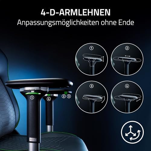 Iskur V2 - Gaming-Stuhl mit adaptiver Lordosenstütze (Polster aus hoch verdichtetem Schaumstoff, integrierter Lendenwirbelstütze, 4-D-Armlehnen, robuster Stoff) Fabric