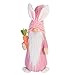 GMOEGEFT Easter Bunny Decoration Swedish Gnome Plush, Rabbit Tomte with Carrot, Scandinavian Nisse Standing Figurine, Holiday Home Decoration (Slim Pink) - 20 Inches