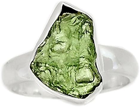 Lovegem Genuine Moldavite Ring 925 Sterling Silver,Size :7.5, AR3276