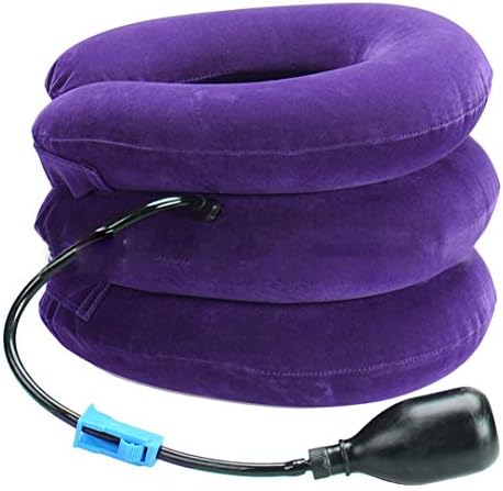 hanfang Three Layers Cervical Traction Apparatus Inflatable Velvet Neck Support（purple）