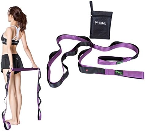 iRibit Fitness 8 ft Long Stretching Strap for Physical Therapy, Yoga, Pilates, Ballet, After Workout Stretching