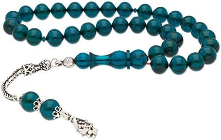 AQILA Prayer Beads with Tassel made of 925 Sterling Silver Handmade T47 Petrol