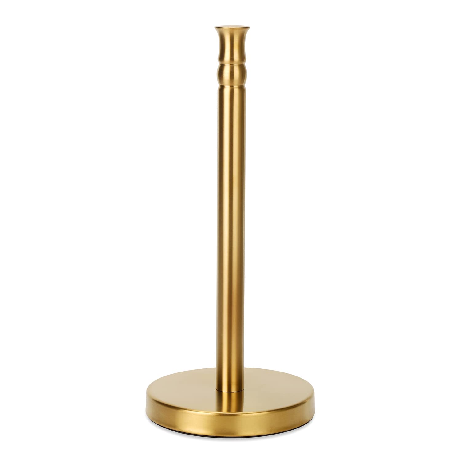 Paper Towel Holder Stand Countertop with Heavy Weighted Stainless Steel Base, Free Standing Paper Towel Holder (Gold Brushed)