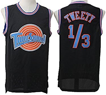 ALLUKE Mens Basketball Jersey 1/3 Tweety Space Jam Jersey Black S-XXL (Medium)