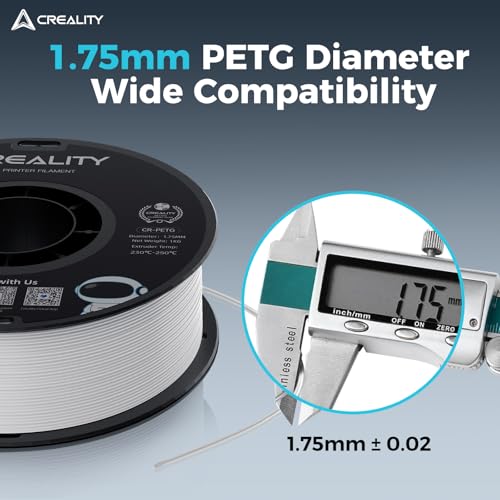 Creality PETG 3D Printer Filament 1.75 - Excellent Tenacity, High Precision, Dimensional Accuracy +/- 0.03mm, 12kg Spool, Fit Most FDM 3D Printers, White