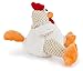 goDog Checkers Fat Rooster Squeaky Plush Dog Toy, Chew Guard Technology - White, Small