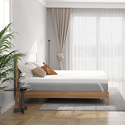 Vesgantti 4 Inch Memory Foam Mattress Topper King Size, Gel & Bamboo Charcoal Infused Bed Topper for Cooling Sleep & Pressure Relieving, with Washable Cover-150 x 200 x 10CM