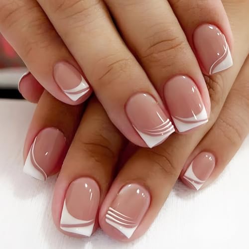 6 Packs (144 Pcs) Square Press on Nails - French Tip, Red, Heart False Nails - Short, Medium Glue on Fake Nails for Women - 12 Sizes, 6 Styles - Image 5