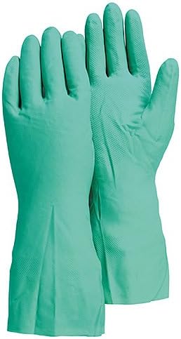 Majestic Glove 3245/L Industrial Glove, Nitrile, Flock Lined, 15 Mil, Size Large, Green (Pack of 12)
