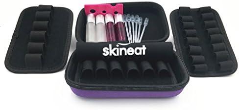 Essential Oil Carrying Case Three surface convertible Suitable for Roller Bottles of 10ML 5ML 3ML 2ML 1ML 12 -22 holes Purple (Includes 4 roller bottles of 10ML two White and two Pink)