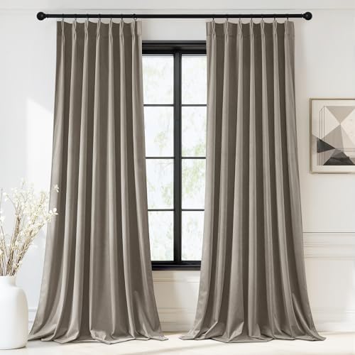 StangH Camel Beige Pinch Pleat Velvet Curtains
