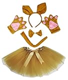 Kangaroo Headband Bowtie Tail Gloves Gold Tutu 5pc Girl Costume Dress for Party