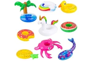 UNICORN ELEMENT 9 Pcs Cute 11.5 Inch Girl Doll Swim Accessories Set Swimming Pool Floaties Party Ring Inflatable Drink Holder for 11.5" Girl Dolls Pool Toys