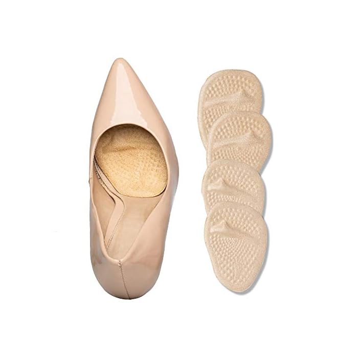ZenToes Ball of Foot Cushions Pack of 4 Fabric Covered Gel Inserts for High Heels | Metatarsal Pads | Adhesive Shoe…