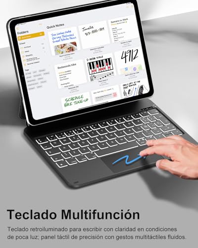 Tiiomioon Funda Teclado para iPad 10ª Gen 2022/ iPad 11 Gen A16 2025, Magic Keyboard per Pad 11 Generación A16, Español Ñ Touchpad Bluetooth Retroiluminado Teclado para Pad 10.9'' 2022 -, Negro