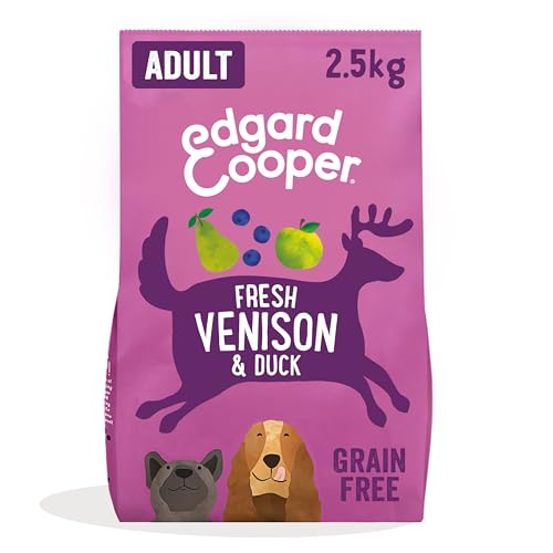 Edgard & Cooper Dry Dog Food Kibble Grain Free Adult small and large breed big bag - 2.5kg Venison & Duck - Tasty Fresh Meat protein, Healthy & Natural Ingredient