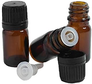 HeiHy 10 Pcs 5ml Amber Perfume Oil Bottle Vial Makeup Aromatherapy Glass Bottle Tools with Orifice Reducer