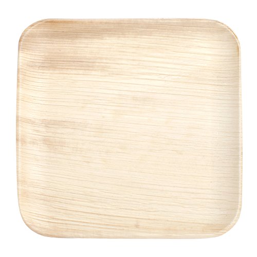 Disposable Plates by PalmPlates - 25 Palm Leaf Plates (10 Inch SQUARE) / 100% Natural Eco Friendly Compostable Tableware / CATERING EVENTS - Wedding Buffet BBQ Birthday Celebration