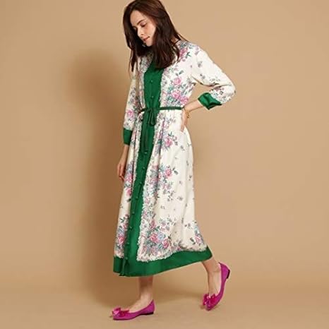 Amazon Co Jp アナトリエ Anatelier ワンピース 新色追加 Special For Anatelier スペシャルフォーアナトリエ スカーフプリントワンピース グリーン 022 38 服 ファッション小物