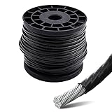 Muzata 165feet Wire Rope Black Vinyl Coated