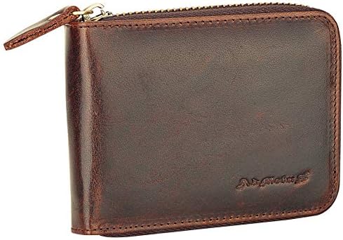 Mens RFID Blocking Wallets Zipper Leather Wallet for Men Bifold RFID Card Holder