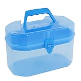 Double Layers 4 Compartments Jewelry Storage Case Box Light Blue